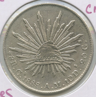 1888 CN AM Mexico Coin 8 Reales Culiacan Silver Coin - Moneda De Plata - DN199