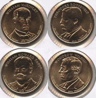2013 Presidential Dollar 4-Coin Set McKinley Roosevelt Taft Wilson Philadelphia
