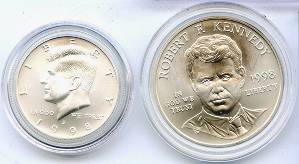 1998 S Kennedy Silver Dollar & Half Dollar Set-DM629