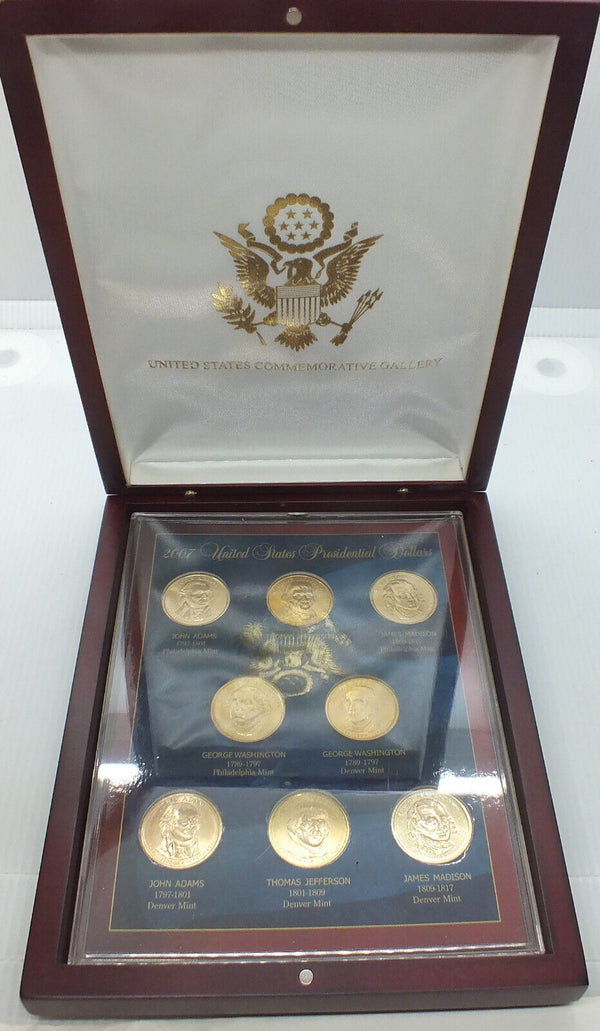 2007 Presidential Dollars 8-Coin Set - United States Coin Collection + Case G742