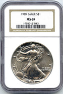 1989 American Eagle 1 oz Silver Dollar NGC MS69 Certified - One Ounce - A857