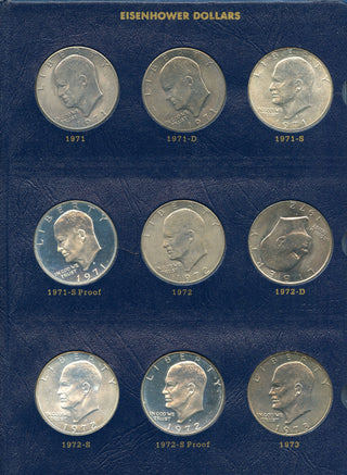 Eisenhower Dollars 1971 - 1978 Coin Collection & Whitman Classic 9131 Album A115