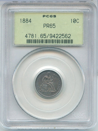 1884-P  PCGS PR65 Liberty Seated Silver Dime 10c Philadelphia Mint  - KR395
