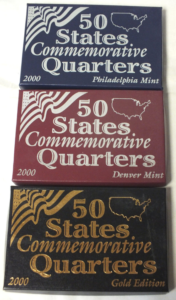 2000 State Quarters (3) Coin Sets - Philadelphia Denver Gold-plated - B485