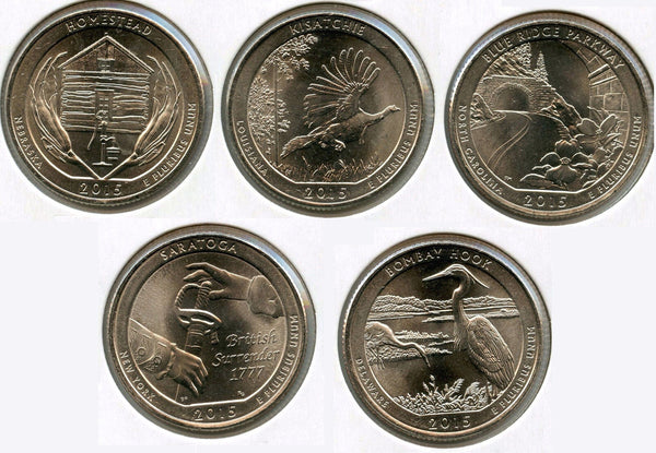 2015-P National Park Quarter Set 5-Coin America Beautiful ATB Philadelphia Mint