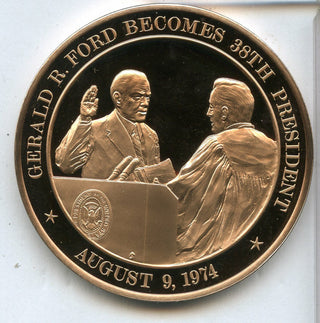 Gerald R Ford Becomes 38th President 1974 Bronze Proof Medal Franklin Mint JL223