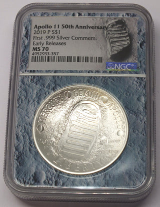 2019-P Apollo 11 Coin 999 Silver NGC MS70 Early Releases 50th Anniversary C923