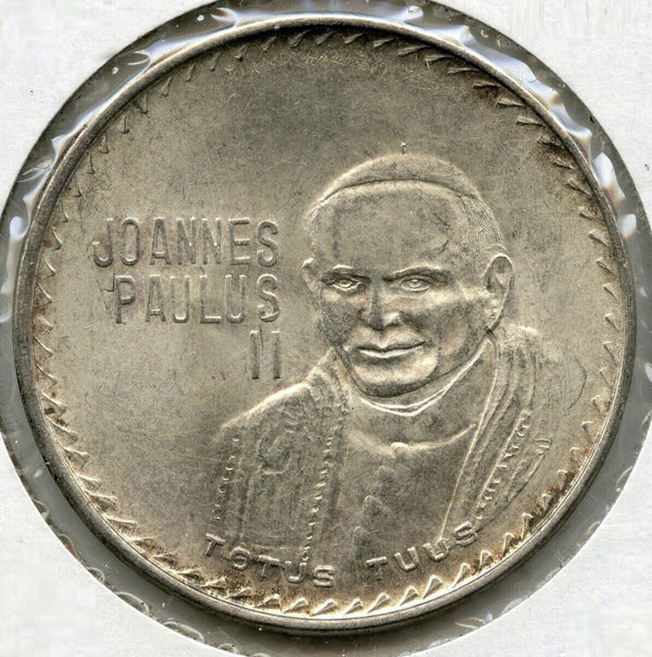1979 Mexico Pope John Paul II Visit Art Silver Medal Round Commemorative - E718