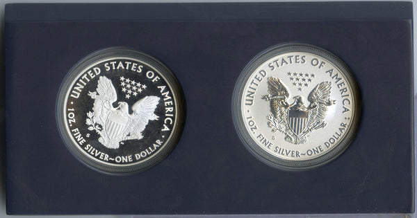 2012 S American Eagle Silver 2-Coin Silver Set -Includes CoA and Box -DM564