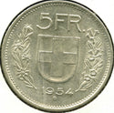 1954 Silver Switzerland B -5 Franks Foreign Coin -DM250