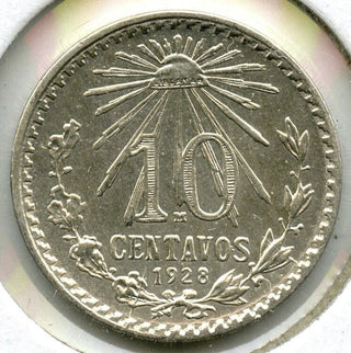 1928 Mexico 10 Centavos Silver Coin - Uncirculated Estados Unidos Mexicanos E997