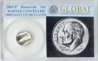 2003 Roosevelt Dime Cancelled Waffled Error Limited Edition Coin - DN099