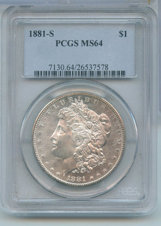 1881-S Silver Morgan Dollar $1 PCGS MS64 San Francisco Mint - KR638