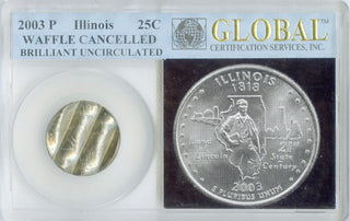 2003 P Illinois Mint Quarter Cancelled Waffled Error Limited Edition Coin -DN098