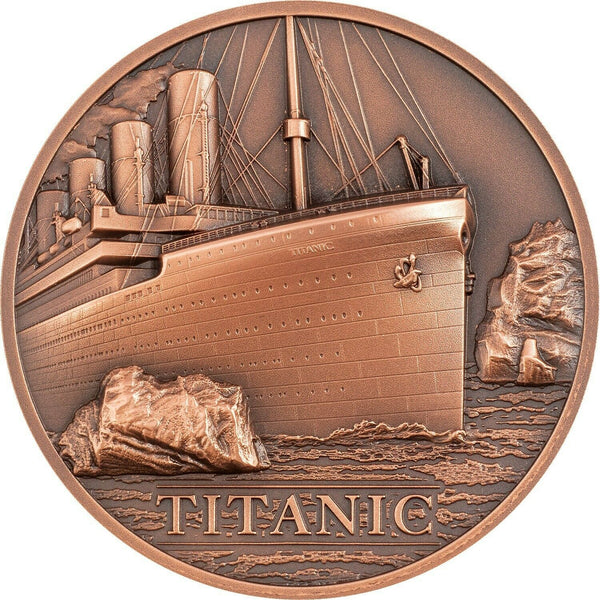 2022 Titanic 50g Copper Cook Islands $1 Coin Ultra High Relief - JN374