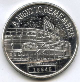 Chicago Cubs Wrigley Field 999 Silver 1 oz Medal 8-8-88 Round Night Game - G717