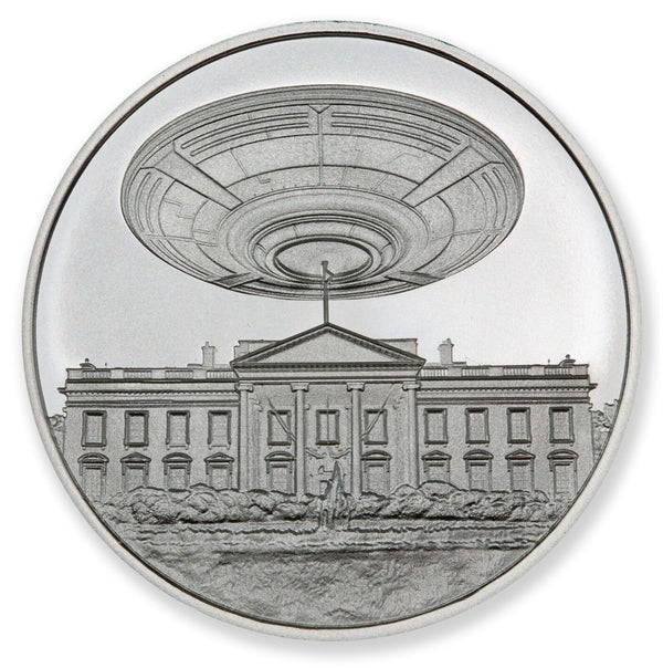UFOs Over White House Washington Aliens 1 Oz 999 Silver Round 2022 Medal - JP081