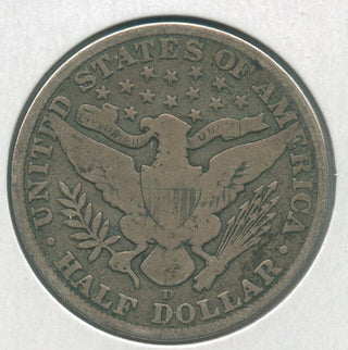 1913-D Silver Barber Half Dollar 50c Denver Mint  - KR318