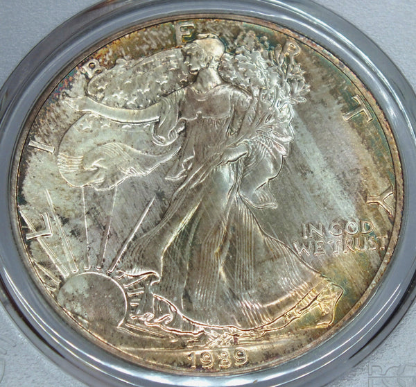 1989 American Eagle 1 oz Silver Dollar PCGS MS69 Toning Toned Coin - B659
