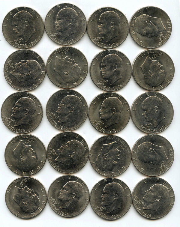 1776 - 1976 Eisenhower Type 2 Ike Dollars 20-Coin Roll - Philadelphia Mint C421