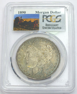 1890 Morgan Silver Dollar PCGS Brilliant Uncirculated - Toning Toned - A909