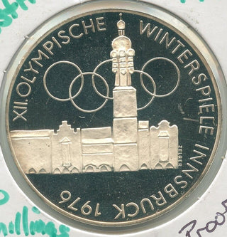 1976 Austria Winter Olympies Innsbruck Silver Proof 100 Schillings-KR488