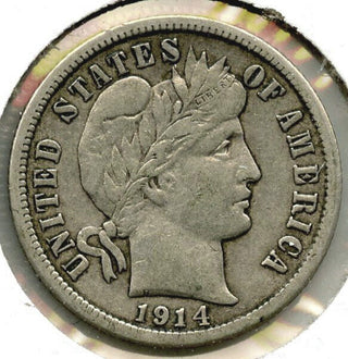 1914 Barber Silver Dime - Philadelphia Mint - G808