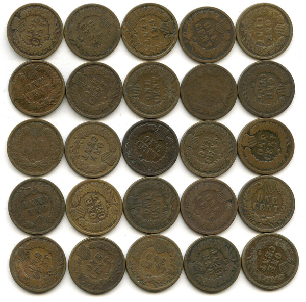 1883 Indian Head Cent Pennies 50-Coin Roll - Penny Lot Collection - B289