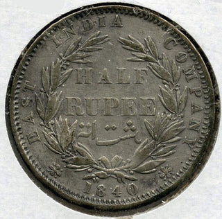1840 East India Company Coin Half Rupee - Queen Victoria - G349