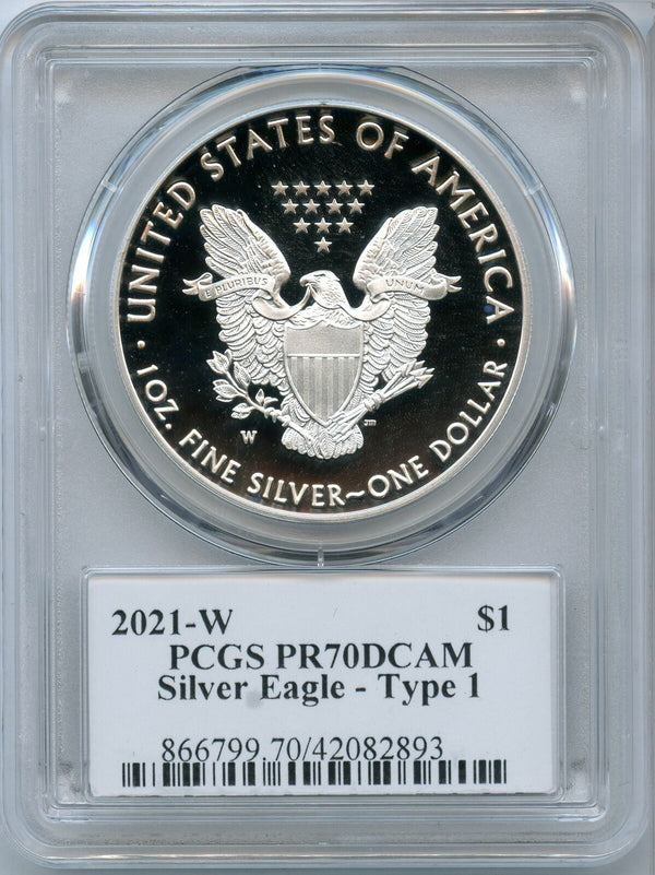 2021-W American Silver Proof Eagle 1 oz PCGS PR70 DCAM Thomas Cleveland - JK710