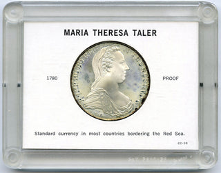1780 Maria Theresa Taler Proof Coin & Capital Holder - E914