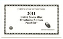 2011 Presidential Dollar 4-Coin Proof Set $1 United States US Mint OGP Box & COA