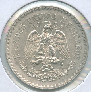 1921 Mexico Un 1 Peso Silver Coin .720 Moneda Plata - KR302