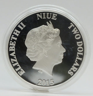 $2 Niue 2015 Lunar Year of the Goat 1 oz .999 Fine Silver Coin In Capsule LH088