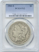1903-S Morgan Silver Dollar PCGS F12 Certified - San Francisco Mint -DN093