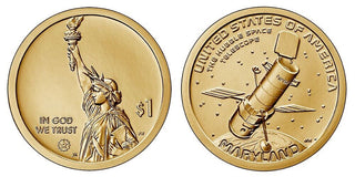 2020-P Space Telescope MD Innovation Golden Dollar Coin Philadelphia Mint AIP08