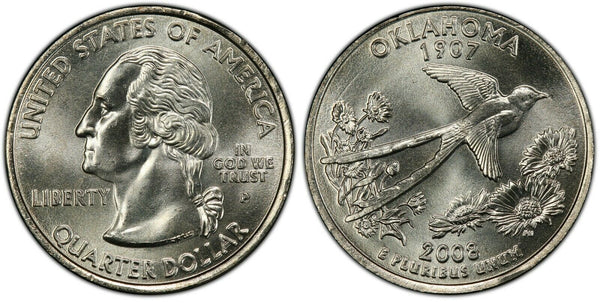 2008-P Oklahoma Statehood Quarter 25C Uncirculated Coin Philadelphia mint 091
