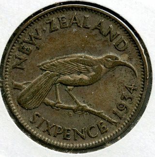 New Zealand 1934 Coin Sixpence - King George V - BG830