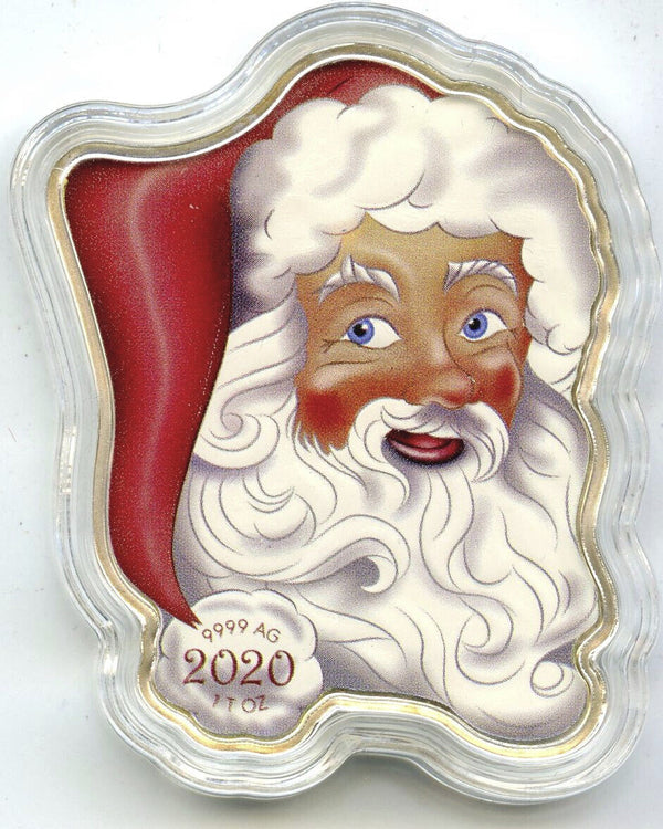 2020 Christmas Santa Claus Holiday 1 Troy Oz 999 Silver Shaped Pamp Coin DM622