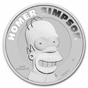 2022 Homer Simpson The Simpsons 1 Oz 999 Silver $1 Dollar Coin Tuvalu BU - JN896