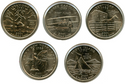2001-D State Quarter 5-Coin Set - KY NC VT NY RI - Denver Mint - KZ599