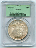 1881-S Morgan Silver Dollar PCGS MS 65 Green Label - San Francisco Mint - BX336