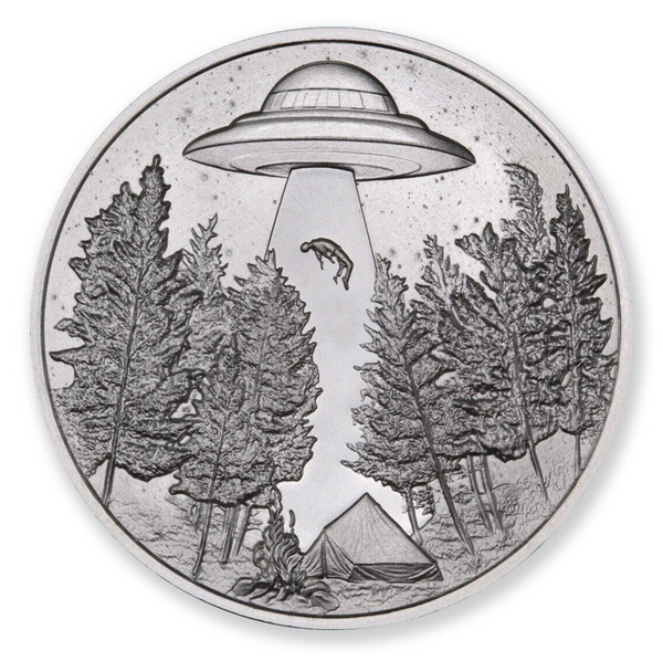 Alien Abduction Human UFOs 999 Silver 1 oz Art Medal 2023 Round Intaglio JP277