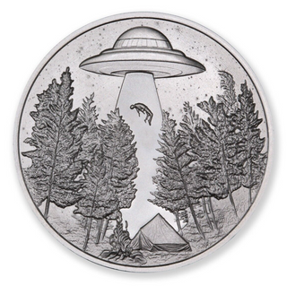 Alien Abduction Humans UFOs 1 Oz Troy 999 Silver Art Round Medallion -  JP277