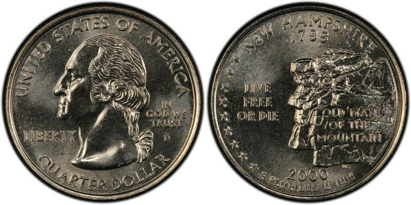 2000-D New Hampshire Statehood Quarter 25C Uncirculated Coin Denver mint 018