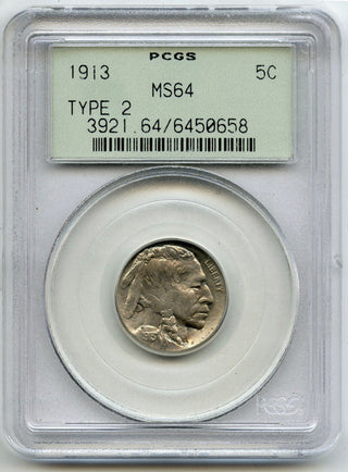1913 Type 2 Buffalo Nickel PCGS MS64 Green Label - Philadelphia Mint - C567