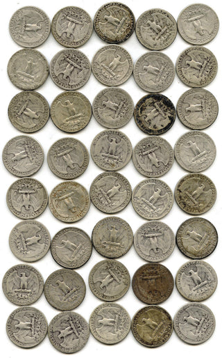 1932 Washington Silver Quarters 40-Coin Roll - Philadelphia Mint - E143