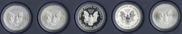 2011 American Eagle 1 oz Silver 25th Anniversary 5-Coin Set U.S. Mint - C509