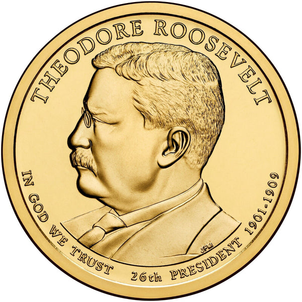 2013-P Theodore Roosevelt Presidential Dollar US Golden $1 Coin Philadelphia