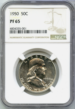 1950-P Franklin Silver Half Dollar NGC PF 65 Certified -Philadelphia Mint -DM418